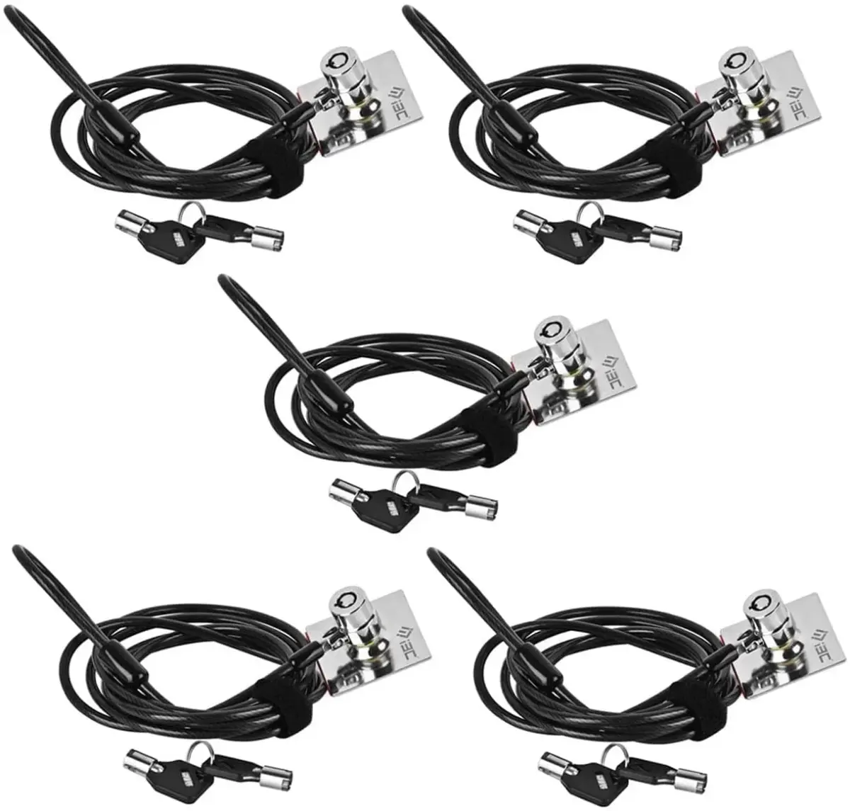 I3C Security Cable Lock 6.5ft with Anchor Plate, 5-Pack | Anti-Theft Combination Lock for Laptops, Tablets, Phones - main product image