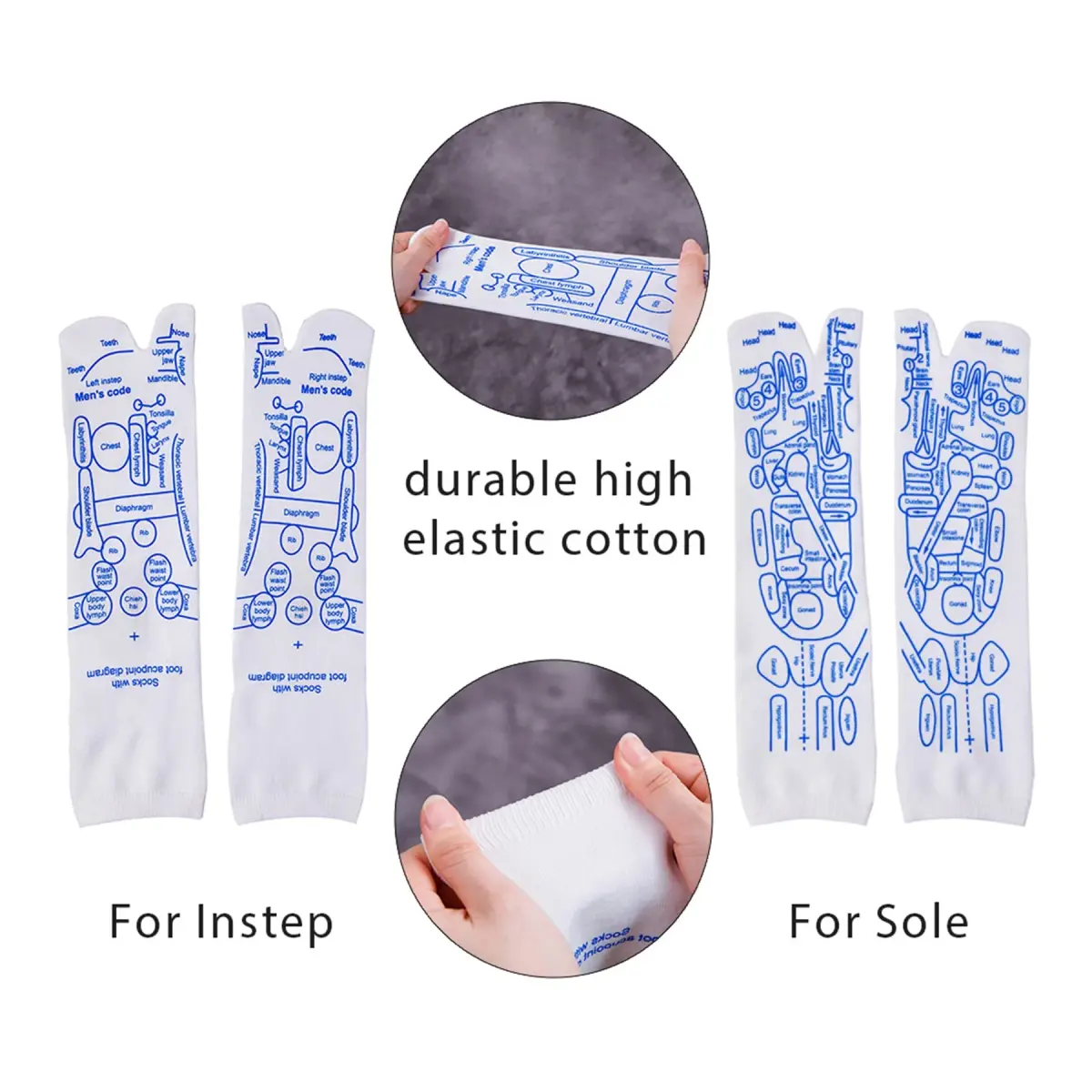 Broman Reflexology Socks for Foot Massage, Men's Size (1 Pair, Cotton) | Acupressure Pen Included - view 3