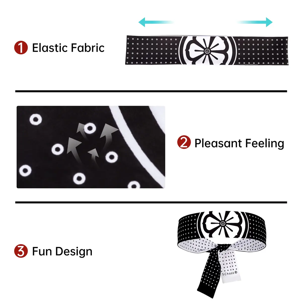 5Chaos Miyagi Do Karate Headband Costume, Daniel Larusso Head Tie 5.1cm (2" W) x 96.5cm (38" L) | Reversible Polyester Blend - view 4