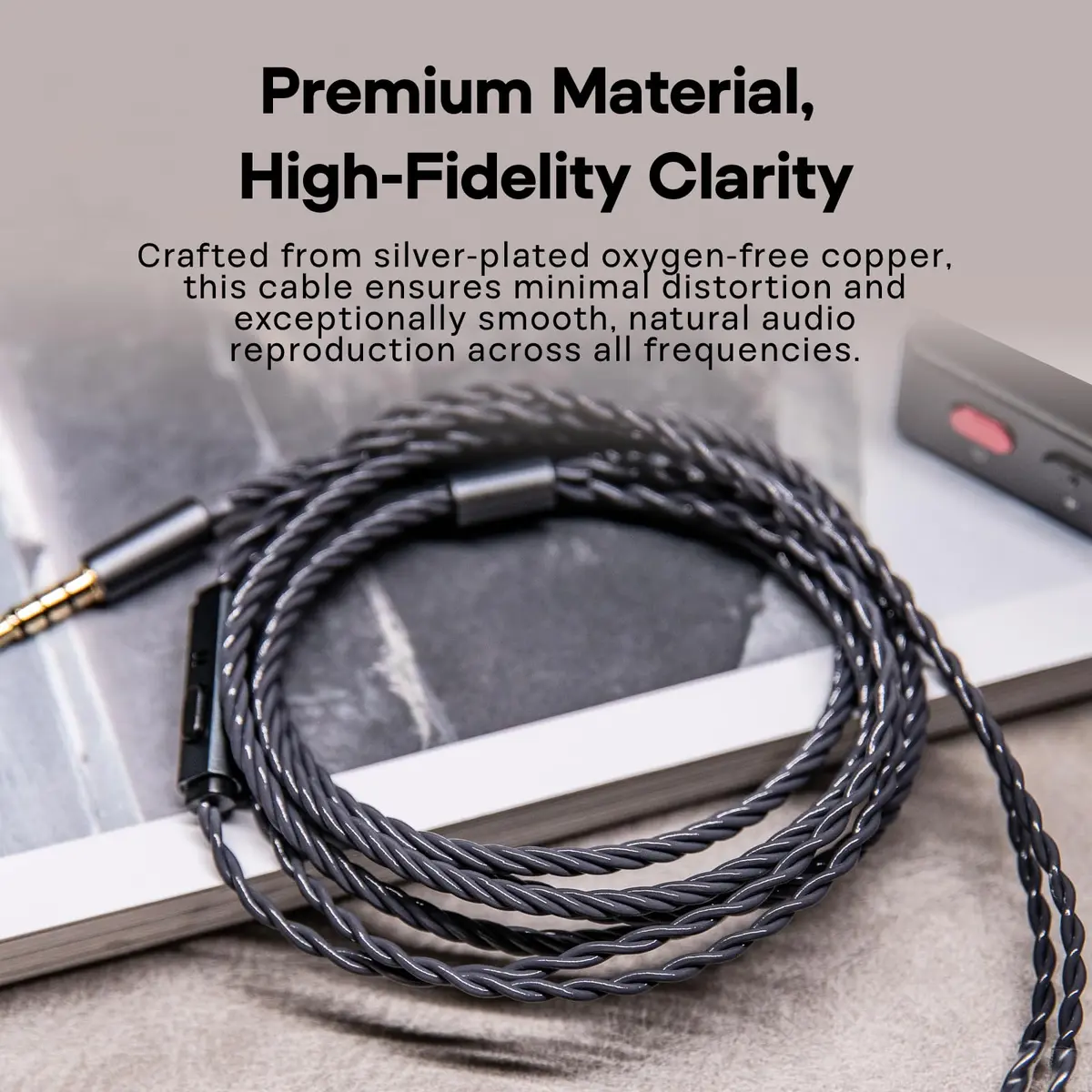 Linsoul Tripowin Grace Silver-Plated OFC Earphone Cable w/Mic | 1.25M, 3.5mm Plug, 2Pin, Microphone - view 3