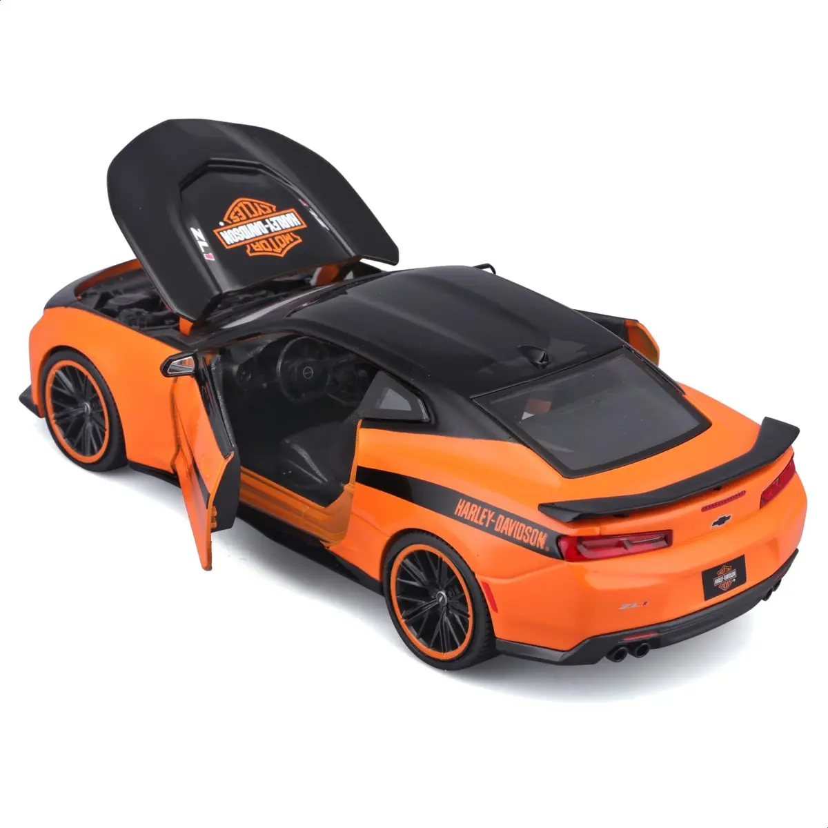 Maisto 1:24 H-D Custom - 2017 Chevrolet Camaro ZL1,Black/Orange | Diecast Model Car for Collectors - view 3