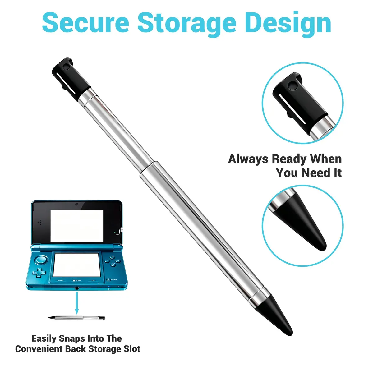 Xahpower 3DS Stylus Pen, Metal Retractable Set, 4 Colors | Precise Control for Nintendo 3DS - view 5
