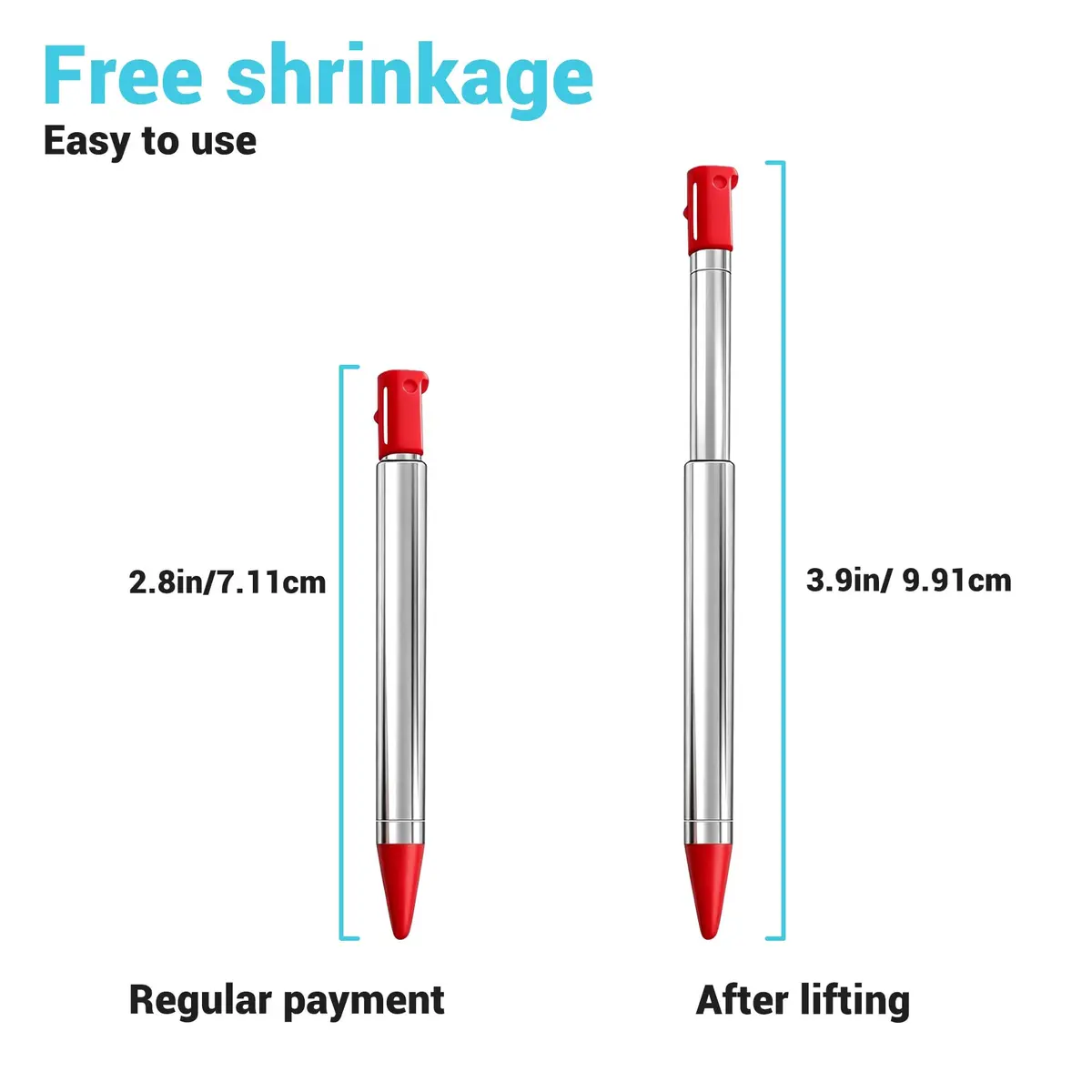 Xahpower 3DS Stylus Pen, Metal Retractable Set, 4 Colors | Precise Control for Nintendo 3DS - view 3
