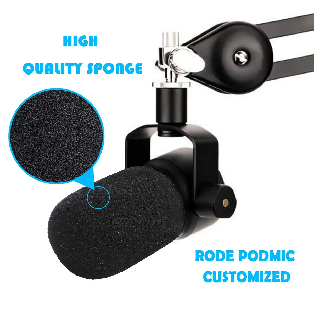 YOUSHARES PodMic Pop Filter Foam Cover - Mic Windscreen Wind Cover for Rode PodMic, Blocks Out Plosives, Black - view 3
