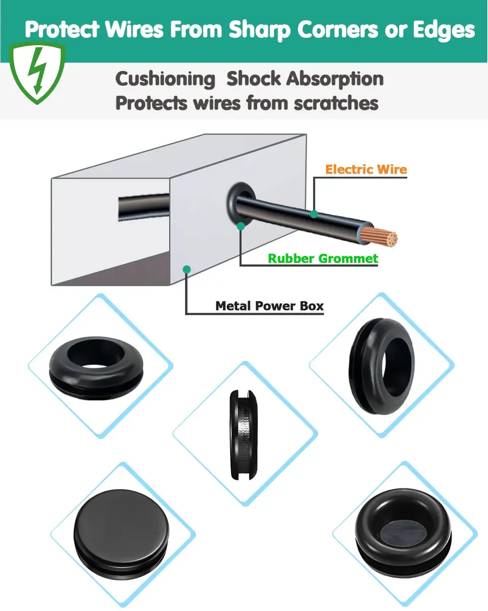 Gysxrda Rubber Grommet 125 PC - 18 Sizes Firewall Rubber Hole Plugs | Automotive & Home - view 3