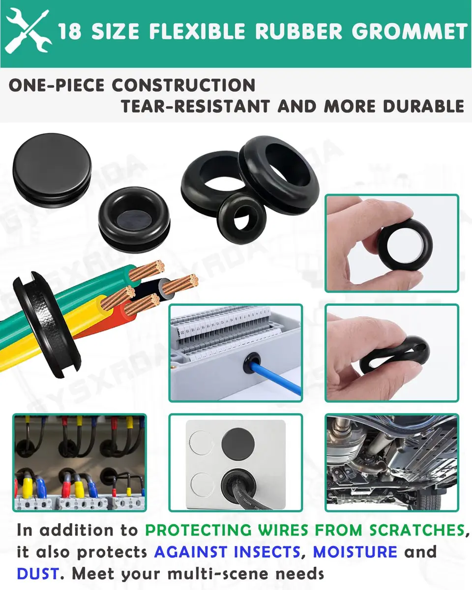 Gysxrda Rubber Grommet 125 PC - 18 Sizes Firewall Rubber Hole Plugs | Automotive & Home - view 4