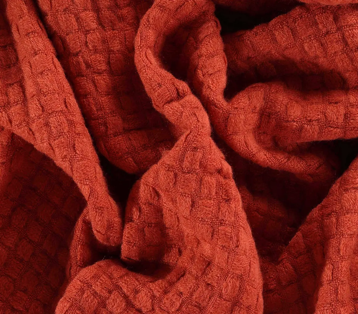 CREVENT 50"X60" Farmhouse Breathable Lightweight Spring Summer Fall Knit Throw Blanket for Couch Chair (Burnt Orange/Rust Brick Red - Waffle Christmas Red) - view 5