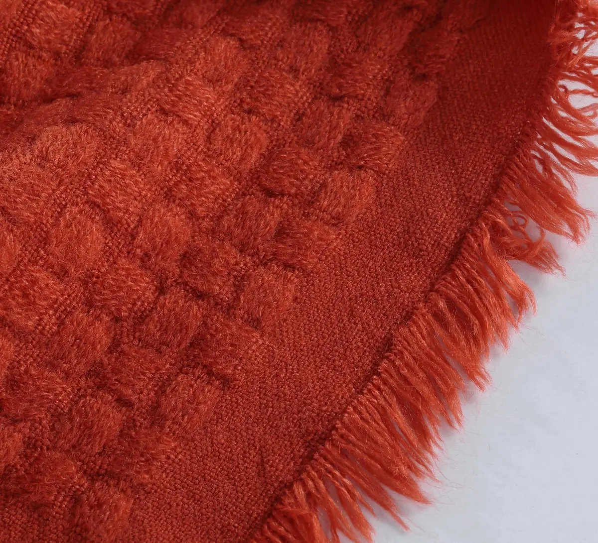CREVENT 50"X60" Farmhouse Breathable Lightweight Spring Summer Fall Knit Throw Blanket for Couch Chair (Burnt Orange/Rust Brick Red - Waffle Christmas Red) - view 4