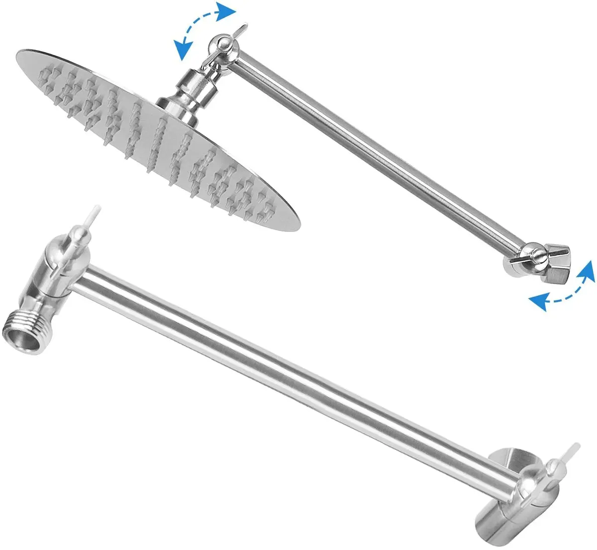 NearMoon Adjustable Shower Arm 11 Inch Brushed Nickel | Universal Connection, Anti-Leak, Easy Install - view 8
