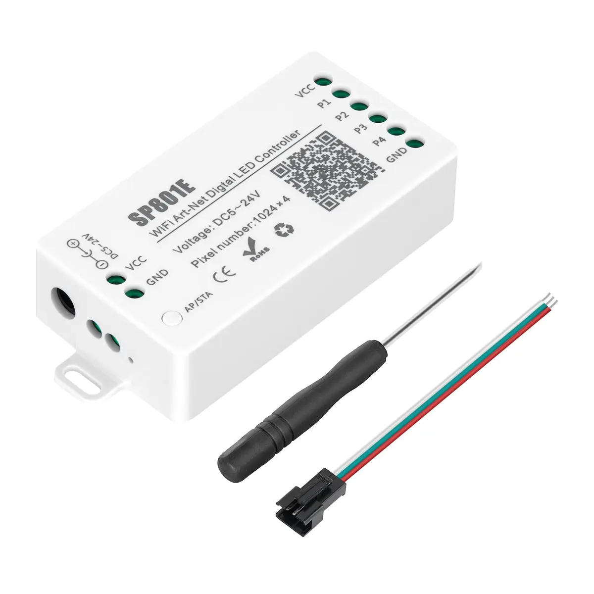 SEZO SP801E WS2812B WiFi Controller | App Control for LED Strip Lights in India - main product image