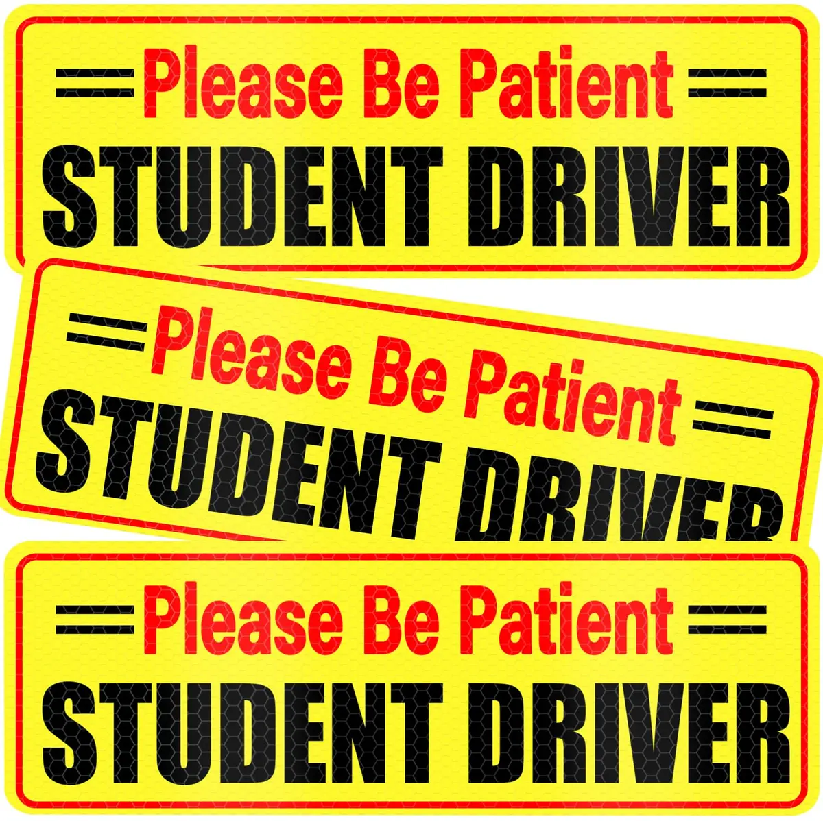 SINGARO Student Driver Magnet - Please Be Patient, Magnetic Sign, 3Pcs Reflective Novice Sticker, Removable Exterior Car Accessories - main product image