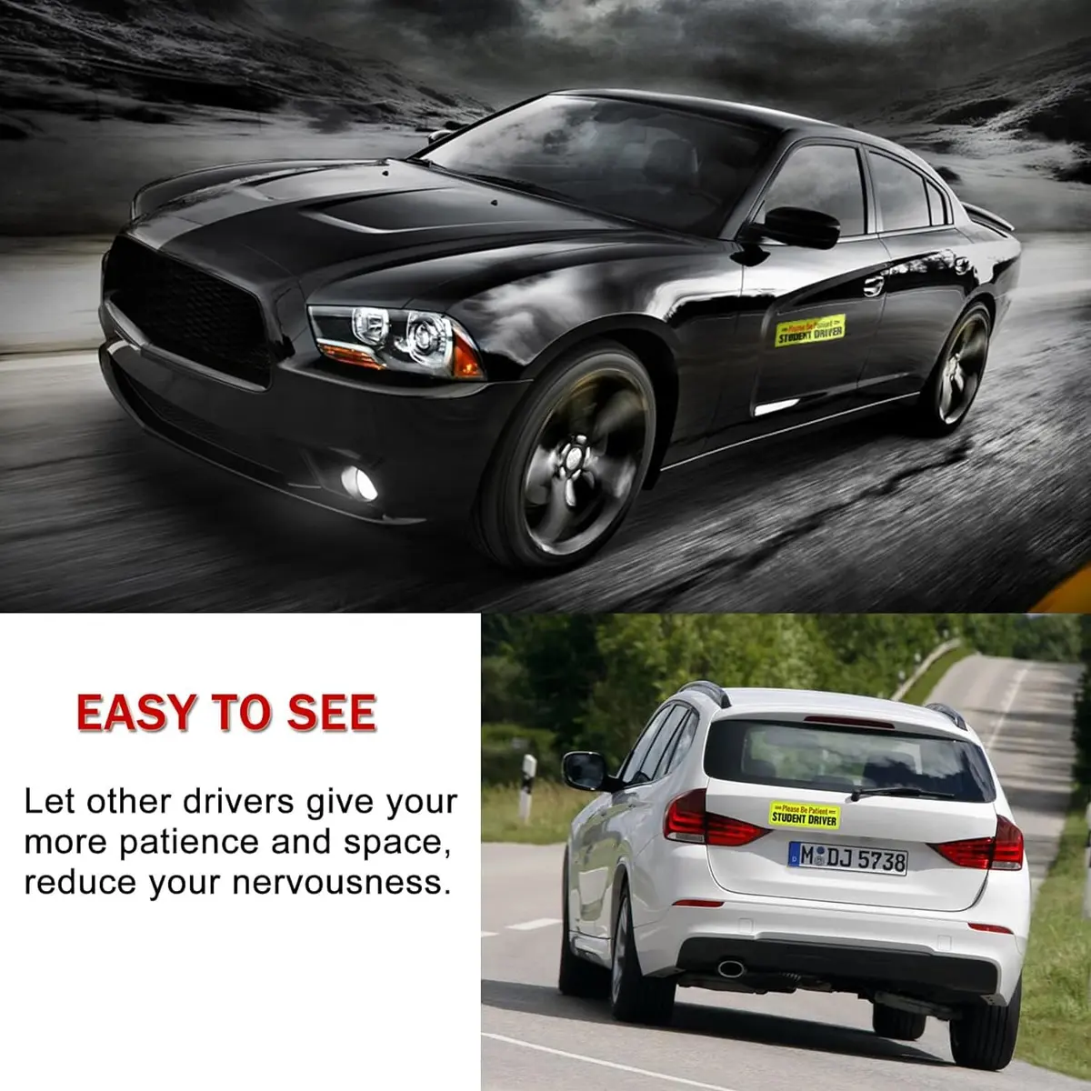 SINGARO Student Driver Magnet - Please Be Patient, Magnetic Sign, 3Pcs Reflective Novice Sticker, Removable Exterior Car Accessories - view 5