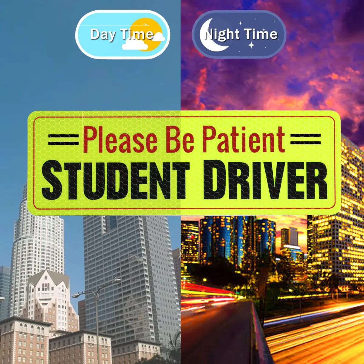 SINGARO Student Driver Magnet - Please Be Patient, Magnetic Sign, 3Pcs Reflective Novice Sticker, Removable Exterior Car Accessories - view 4