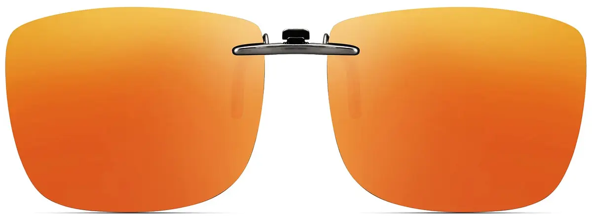 CAXMAN Polarized Clip On Sunglasses for Prescription Glasses Men & Women | Compact Fit, Non Flip Up, Extra Large, Red Mirrored Lens - main product image