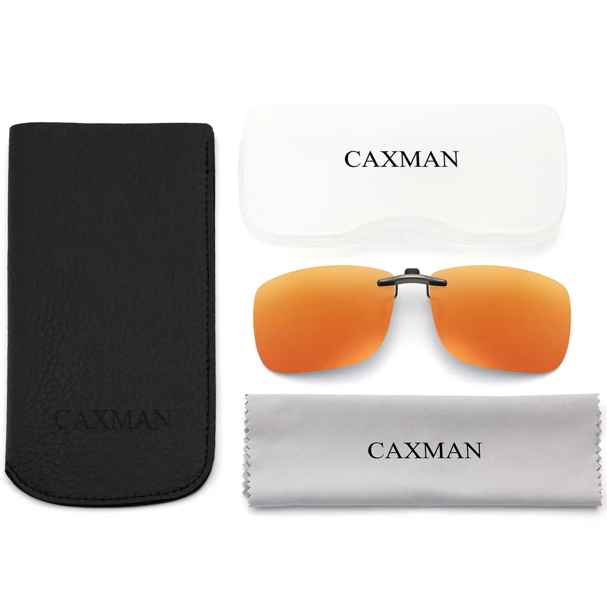 CAXMAN Polarized Clip On Sunglasses for Prescription Glasses Men & Women | Compact Fit, Non Flip Up, Extra Large, Red Mirrored Lens - view 6