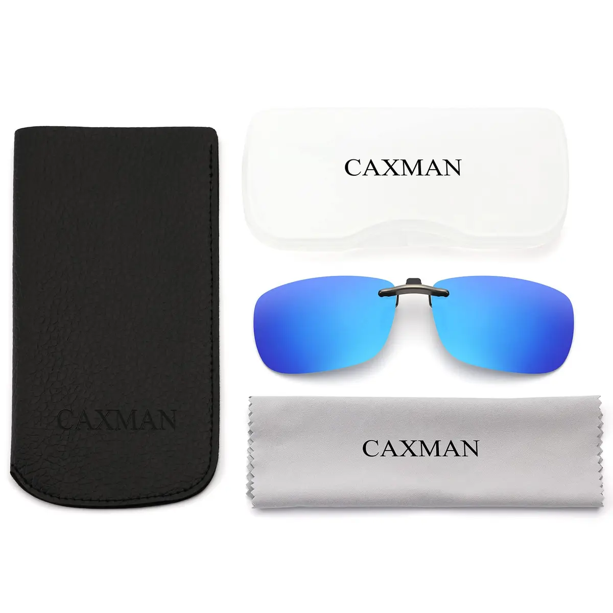 CAXMAN Polarized Clip On Sunglasses for Prescription Glasses Men & Women | Compact Fit, Blue Mirrored, Large - view 6