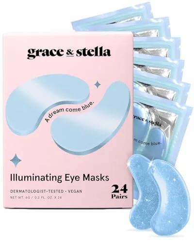 grace & stella Award Winning Under Eye Mask 24 Pairs, Blue | Vegan & Paraben-Free Gel Eye Patches for Dark Circles & Puffy Eyes - main product image