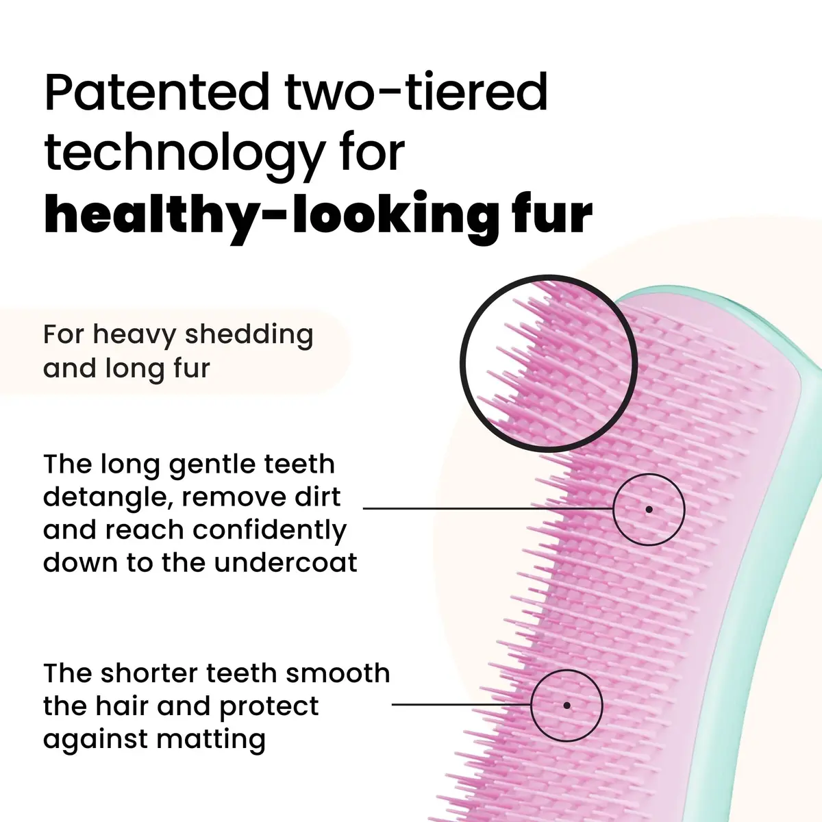 Tangle Teezer Large Pet Teezer De-Shedding Grooming Brush - Mint & Pink | Gentle, Effective Dog Grooming Tool - view 2