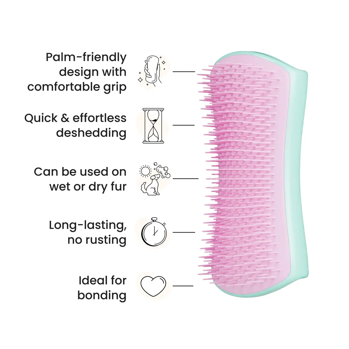 Tangle Teezer Large Pet Teezer De-Shedding Grooming Brush - Mint & Pink | Gentle, Effective Dog Grooming Tool - view 4