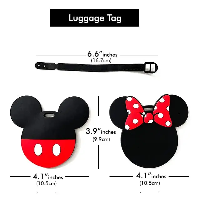 Disney Mickey Mouse and Minnie Mouse Luggage Tags PVC 4-Piece | Fun Travel Accessories for Kids & Adults - view 12
