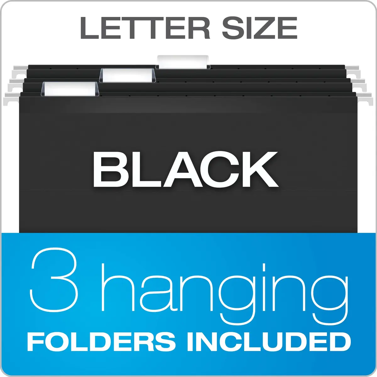 Pendaflex Portable File Box with File Rails, Hinged Lid, Black, 3 Letter Size Hanging Folders Included | Heavy Duty Plastic Organizer - view 6