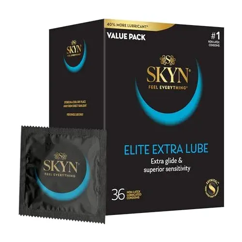 SKYN Elite Extra Lube Condoms - 36 Count - Ultra-Thin, Lubricated Latex-Free Condoms - main product image