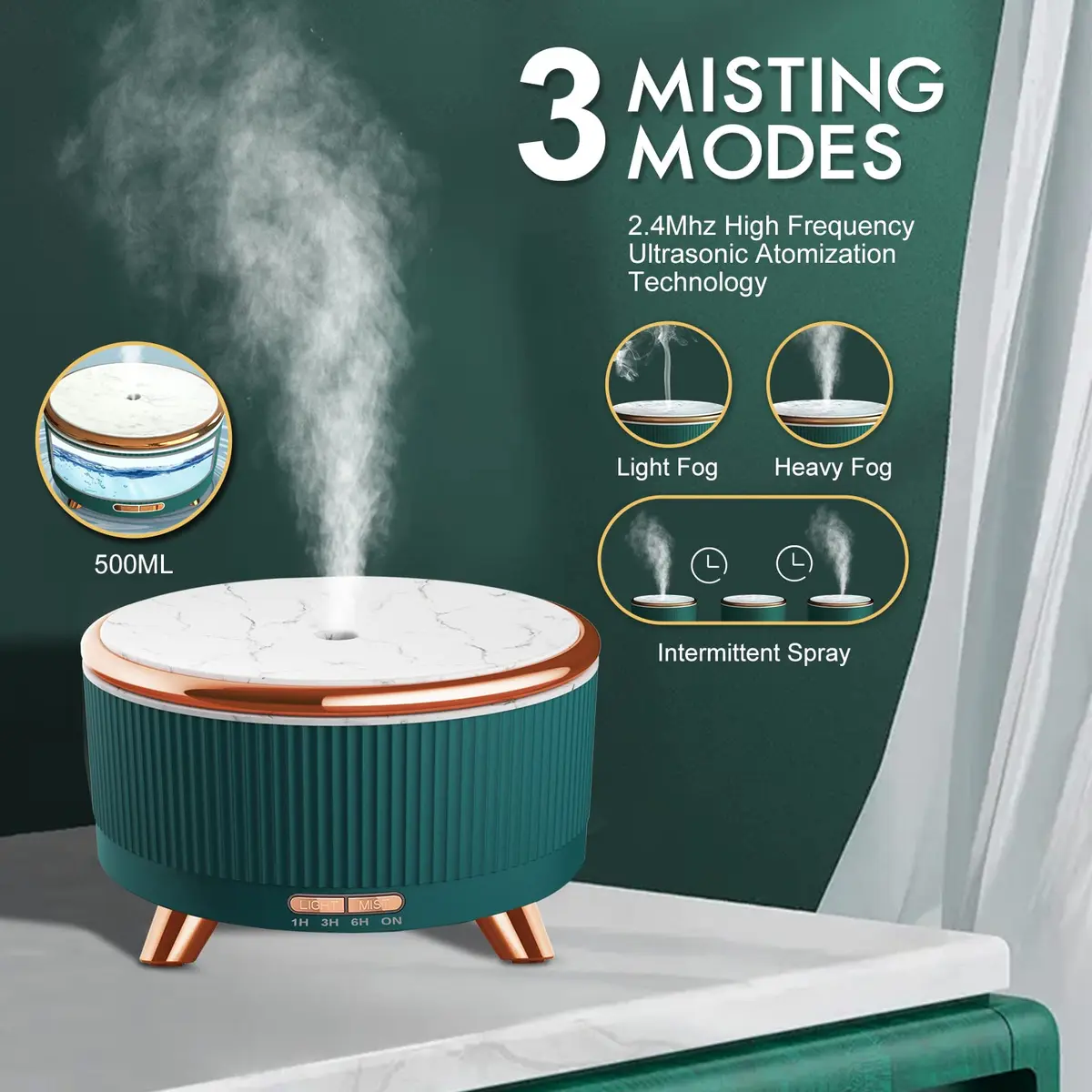Jpord 500ml Cool Mist Aroma Diffuser with Remote & 7-Color LED | Covers Up to 380 sq ft - view 4