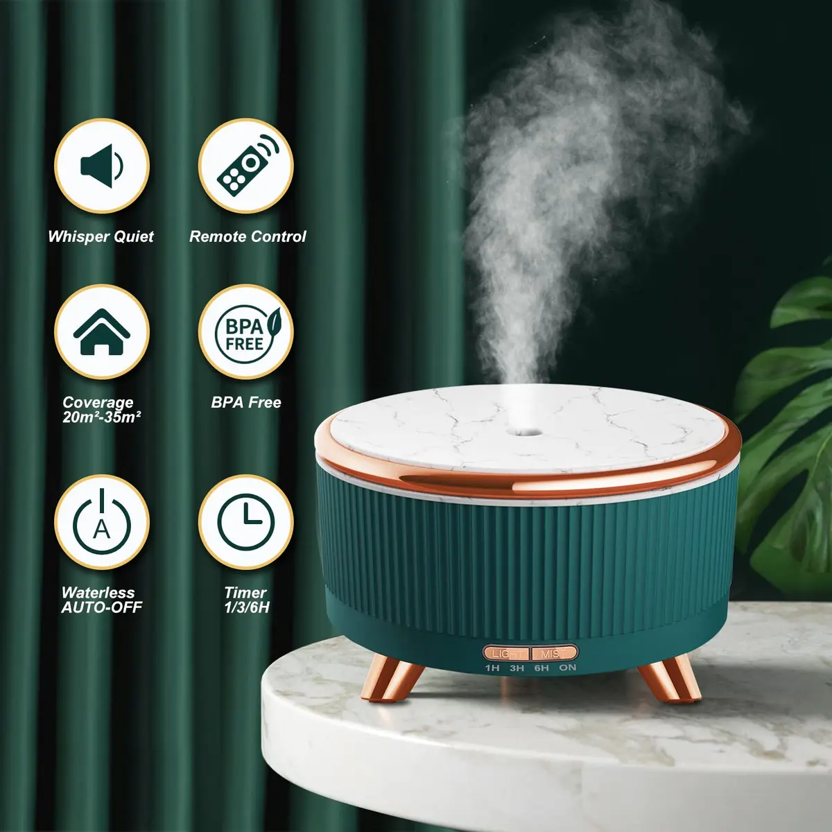 Jpord 500ml Cool Mist Aroma Diffuser with Remote & 7-Color LED | Covers Up to 380 sq ft - view 2