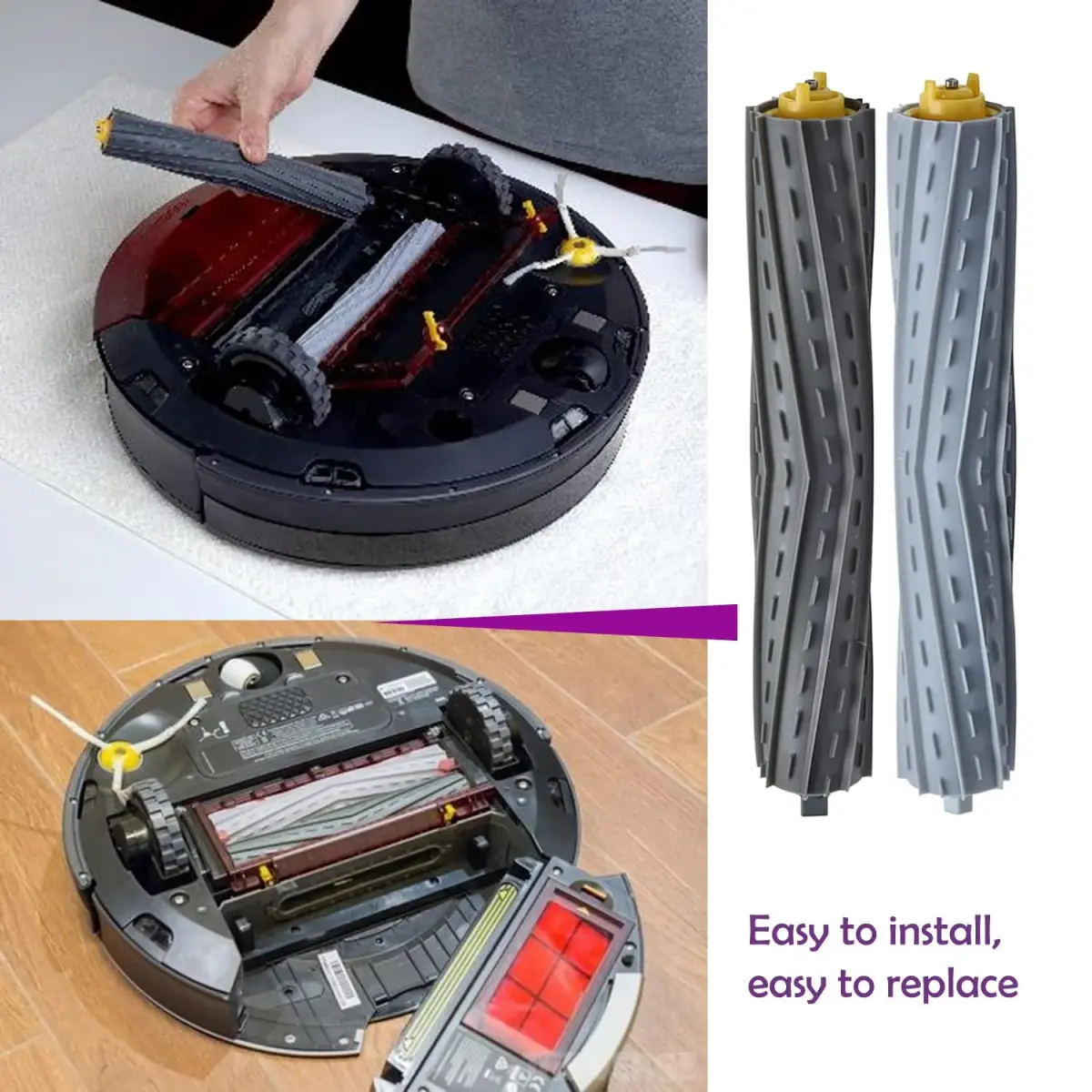 PELLYDA Replacement Rubber Roller Brushes for iRobot Roomba 800 & 900 Series | Tangle-Free Debris Extractor (2 Sets) - view 5