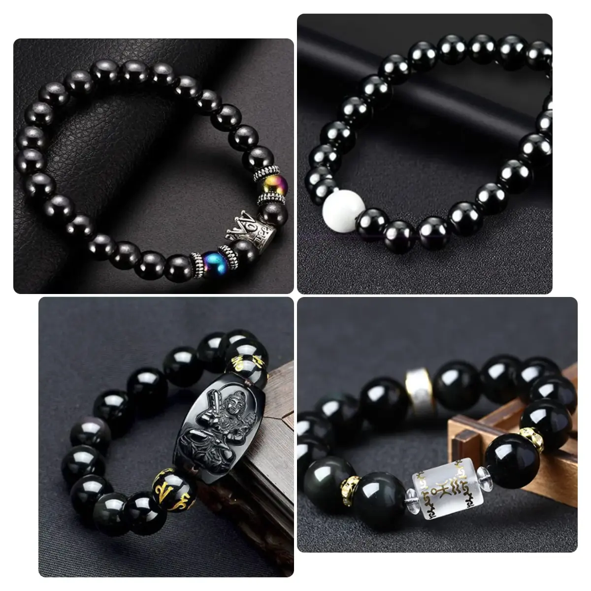 PH PandaHall Black Synthetic Hematite Beads 316pcs 4 Sizes Round Gemstone Beads | 4mm-10mm - view 2