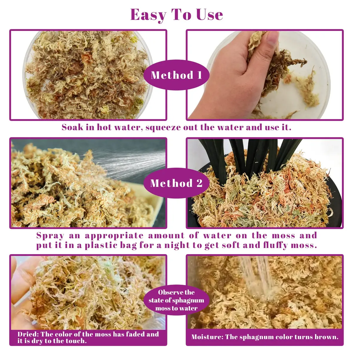 Legigo 5.3oz Sphagnum Moss for Plants | Natural Long Fibers Orchid Moss - view 4