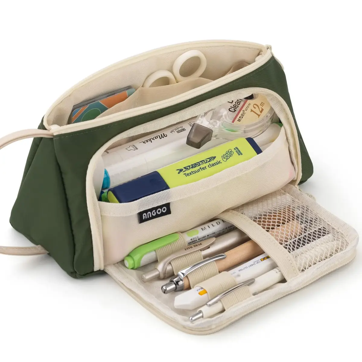 EASTHILL Deep Green XW Large Capacity Pencil Case Organizer with Handheld Band - main product image