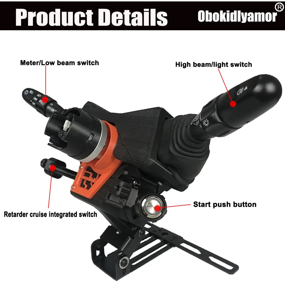 Obokidly Video Game Controller Support for G27/G29/G920/G923 & Thrustmaster, Black | Realistic Racing Simulator Accessory - view 6