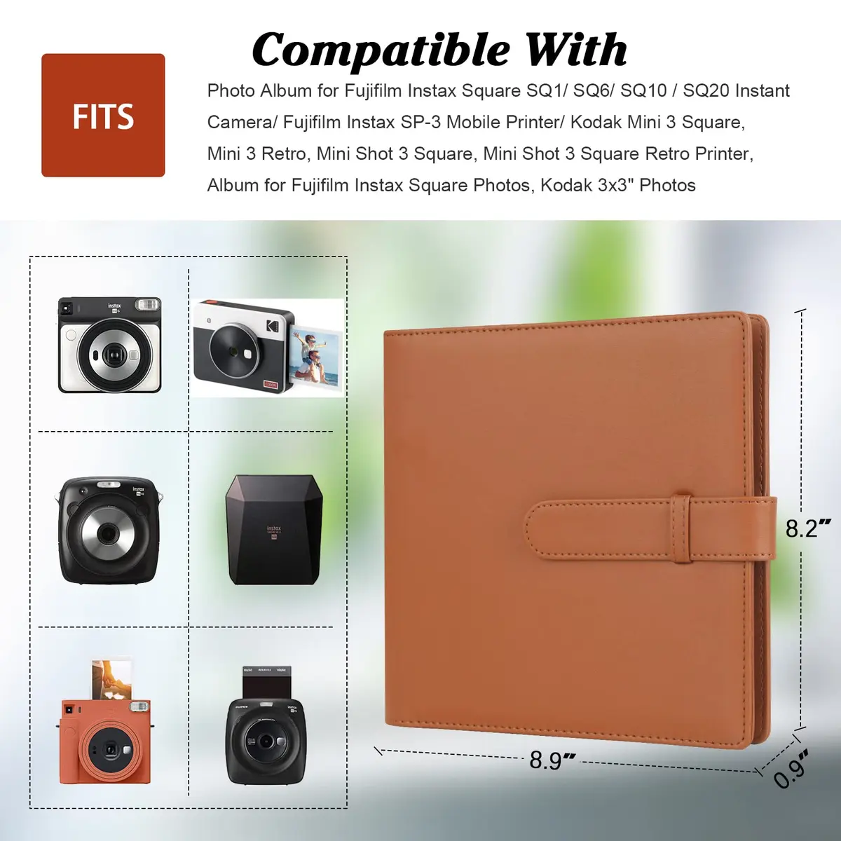 Rekeen Photo Album for Instax Square Photos 288 Pockets | Large Capacity, Brown - view 5