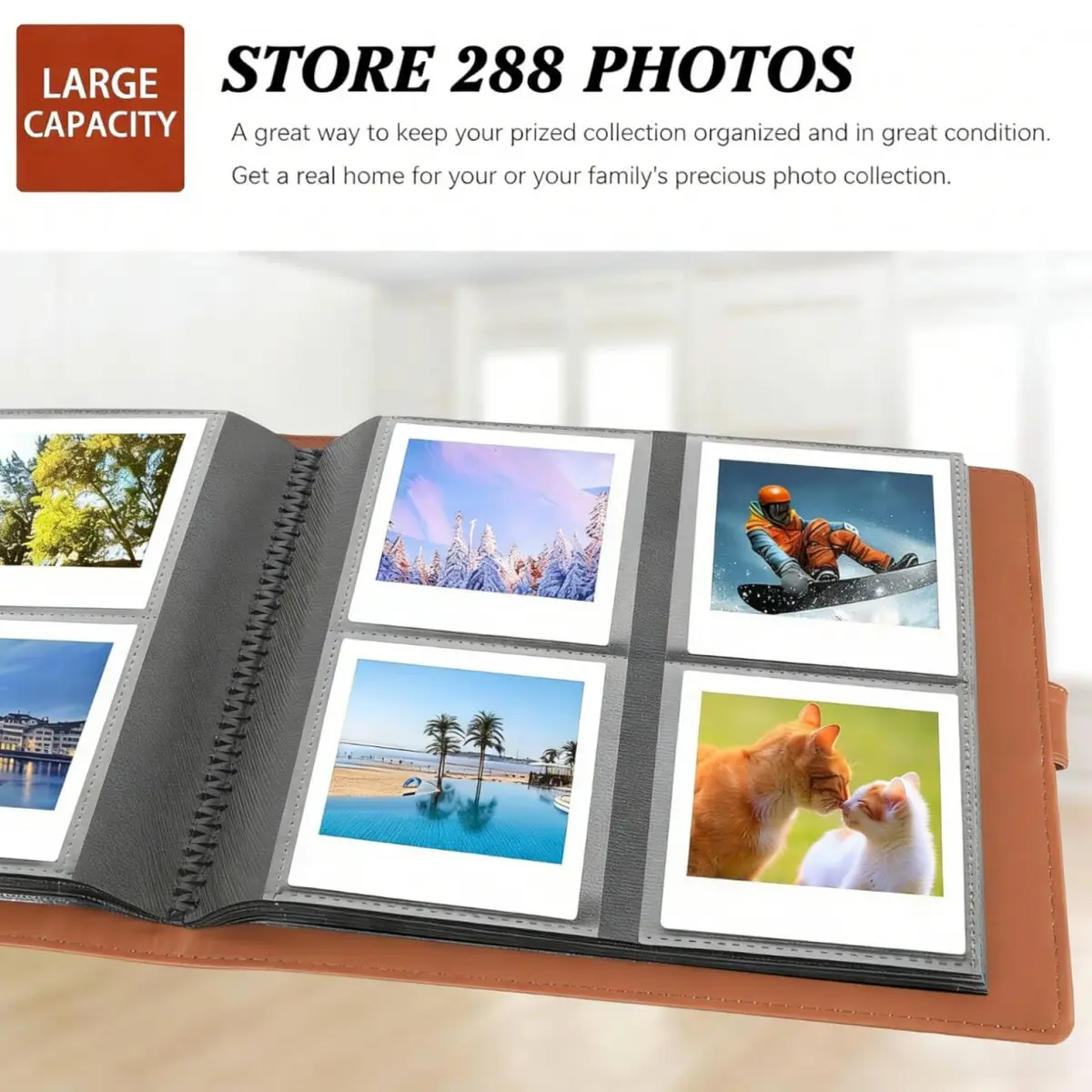 Rekeen Photo Album for Instax Square Photos 288 Pockets | Large Capacity, Brown - view 3
