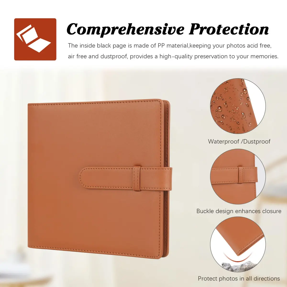 Rekeen Photo Album for Instax Square Photos 288 Pockets | Large Capacity, Brown - view 4
