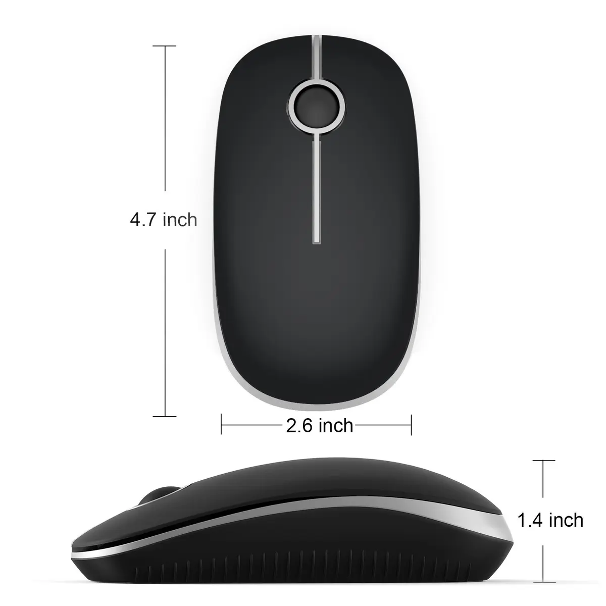 Unipows Wireless Mouse-2.4G Slim Portable Computer Mouse, Black Silver | Quiet Click & High DPI - view 5