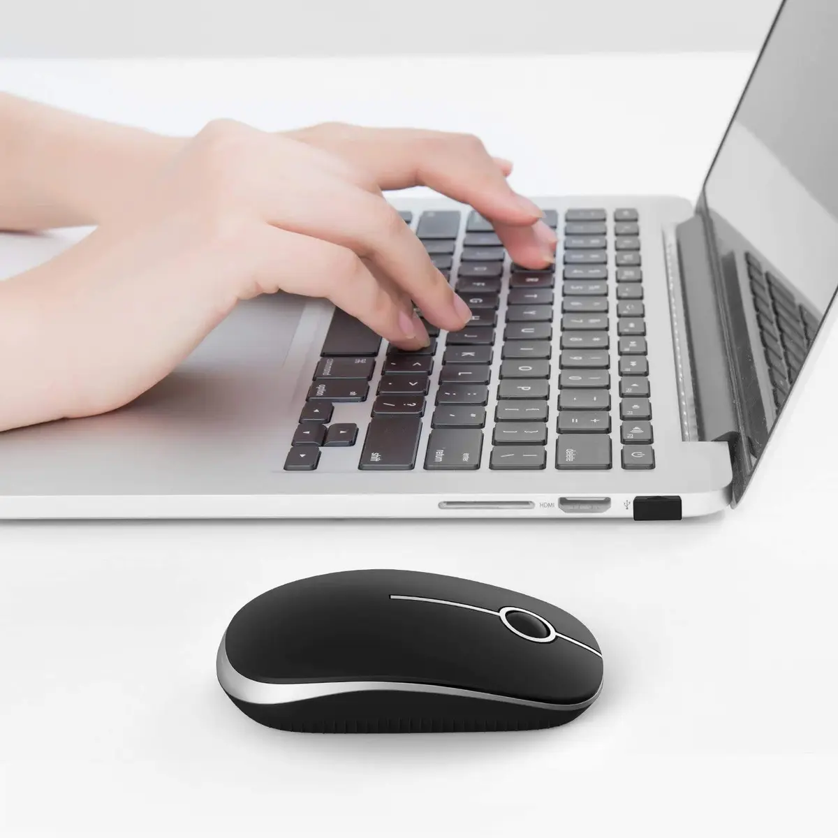 Unipows Wireless Mouse-2.4G Slim Portable Computer Mouse, Black Silver | Quiet Click & High DPI - view 6