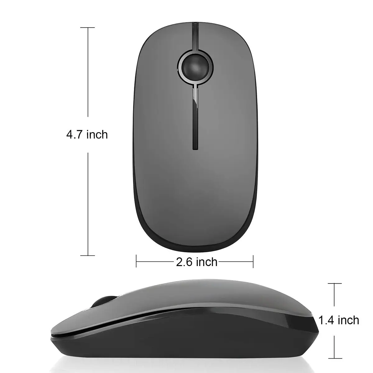 Unipows Wireless Mouse-2.4G Slim Portable Computer Mouse | Quiet, Ambidextrous, 3-Button, 15m Range - view 5