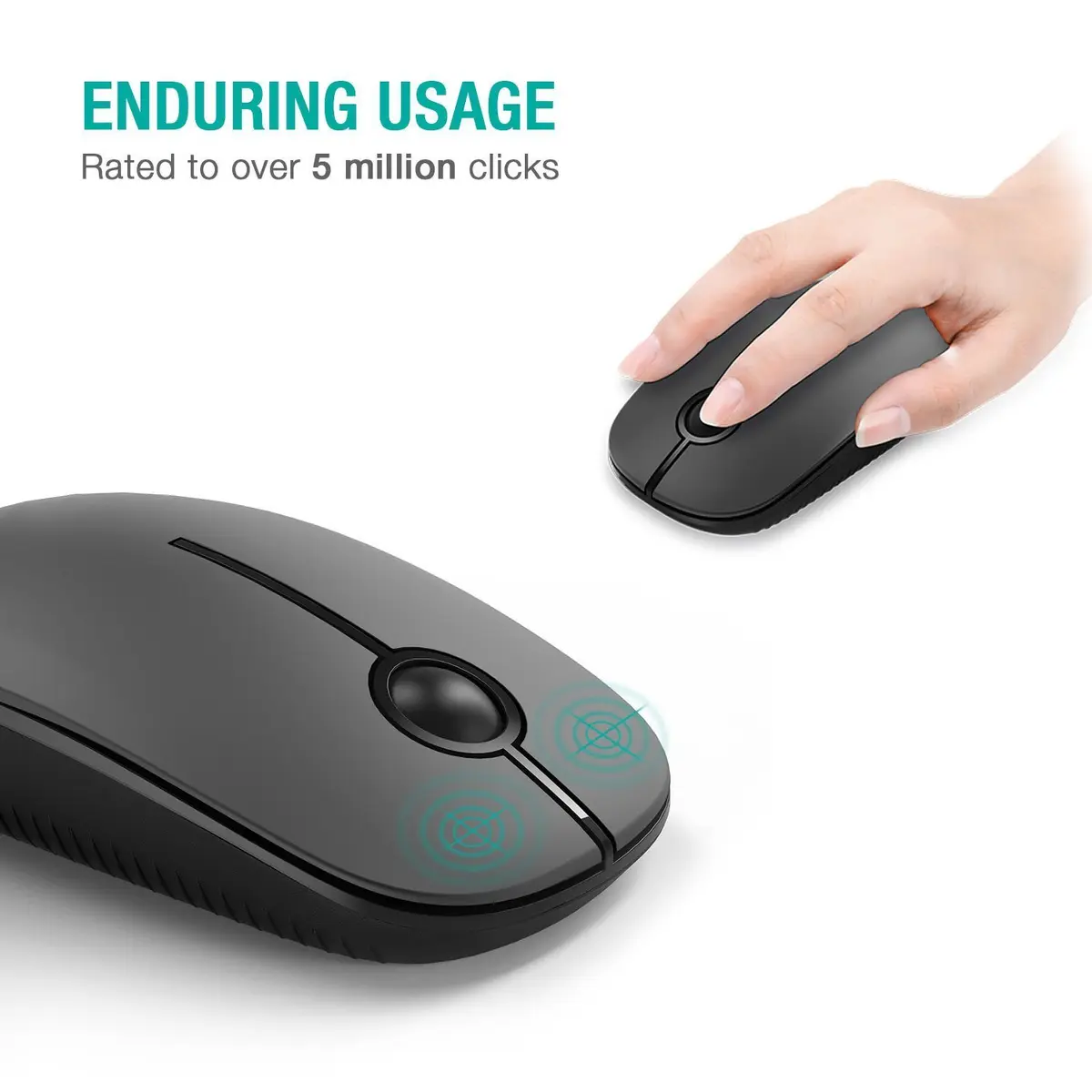 Unipows Wireless Mouse-2.4G Slim Portable Computer Mouse | Quiet, Ambidextrous, 3-Button, 15m Range - view 3