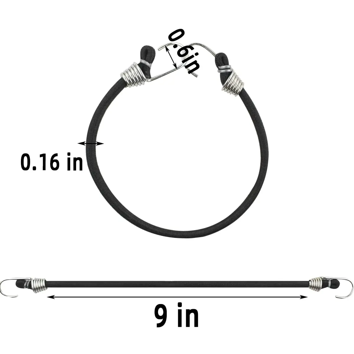 yuntop Black 15 Pack Bungee Cords 11 Inch | Heavy Duty Elastic Straps for Outdoor & Camping - view 6