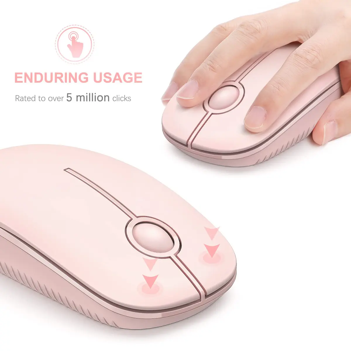 Unipows Wireless Mouse Pink | 2.4G Slim Portable Computer Mouse, Ambidextrous - view 3