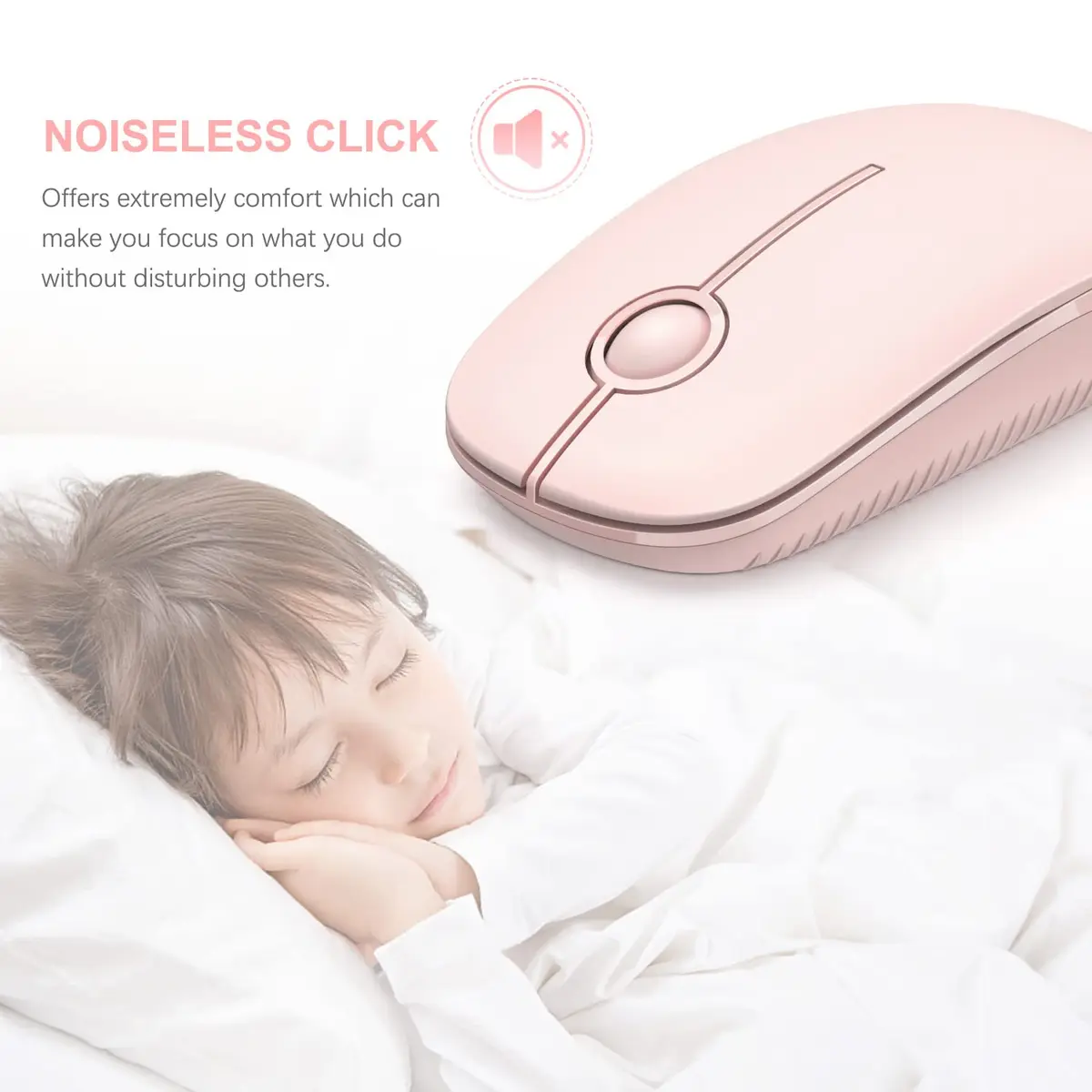 Unipows Wireless Mouse Pink | 2.4G Slim Portable Computer Mouse, Ambidextrous - view 4