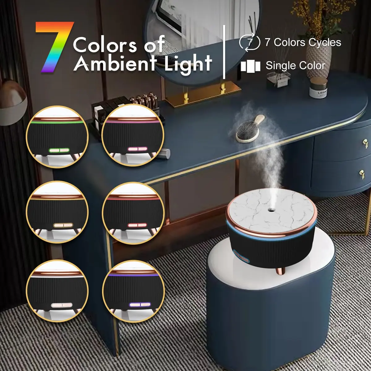 Jpord Aroma Diffuser 500ml | Ultrasonic Mist, 4 Modes, Whisper-Quiet, Remote & 7-Color LED - view 3