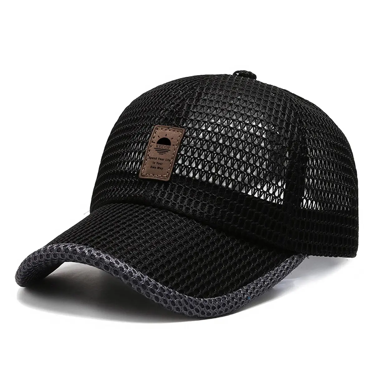 KECOP Full Mesh Baseball Cap Black | Breathable Lightweight Summer Hat for Men & Women - main product image