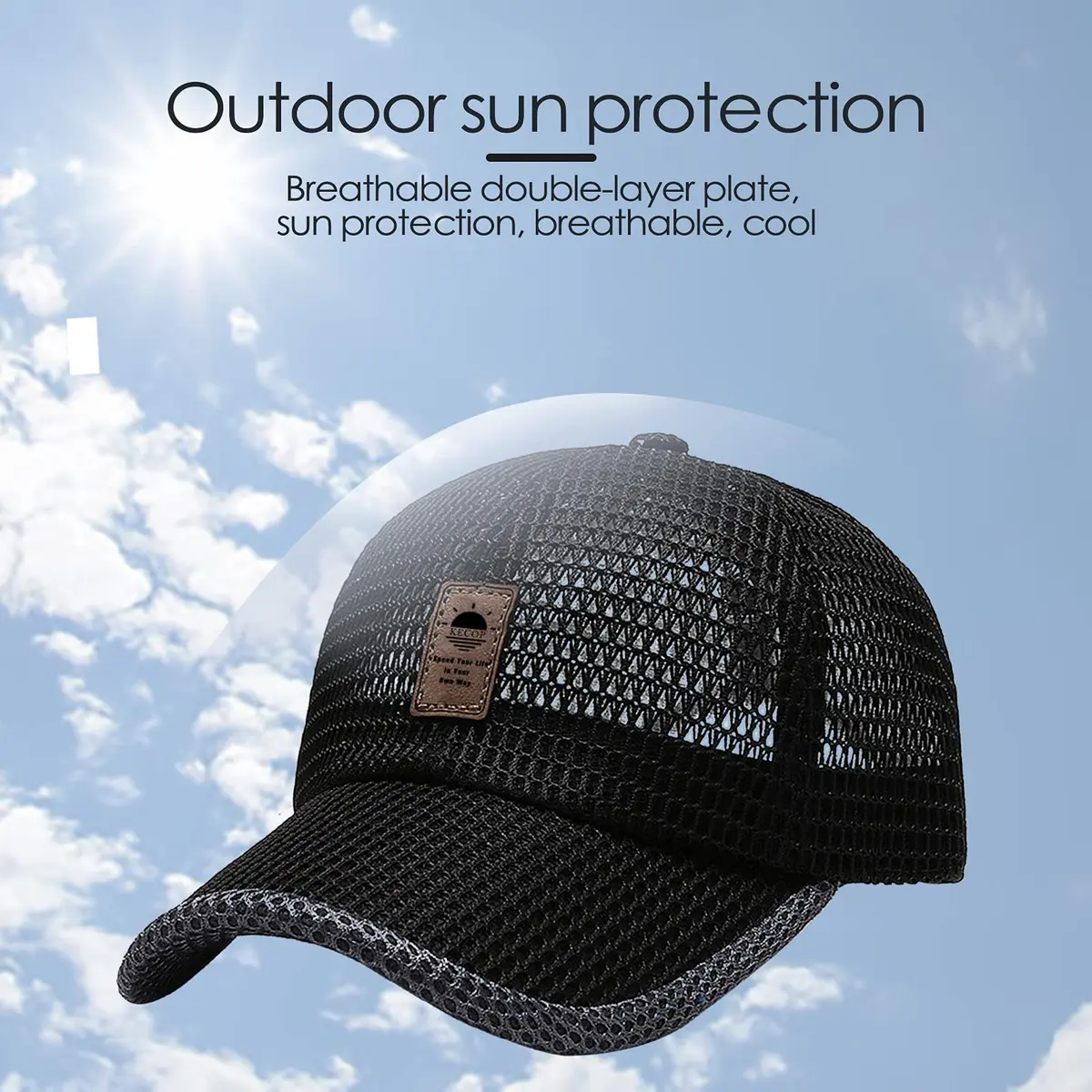 KECOP Full Mesh Baseball Cap Black | Breathable Lightweight Summer Hat for Men & Women - view 4