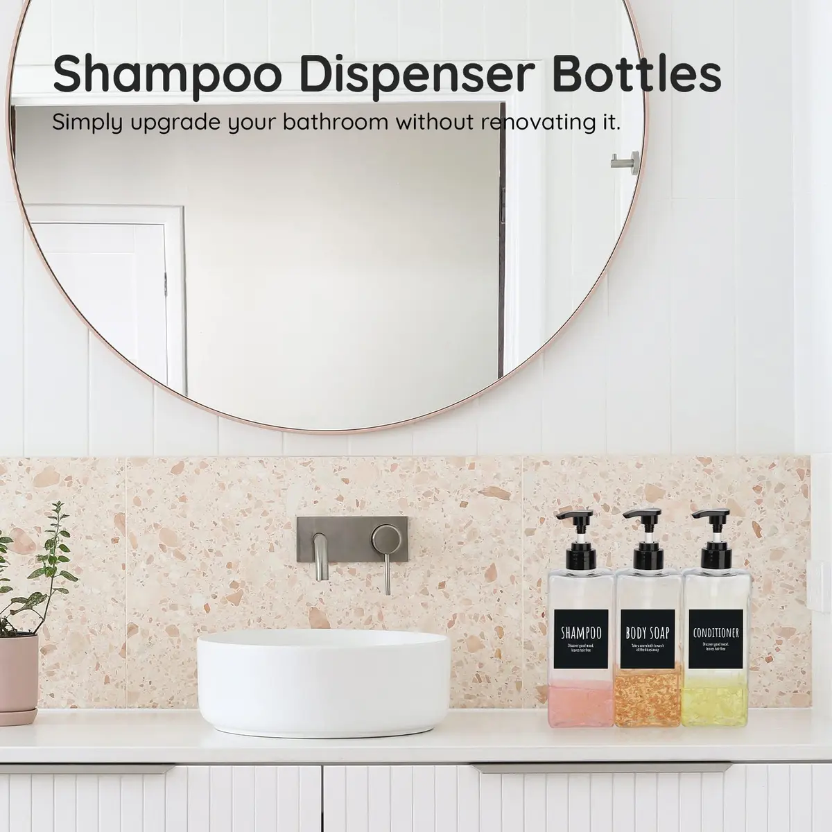 Segbeauty Clear 3pcs Pump Dispenser 500ml (16.9oz) | Refillable PET Plastic Bottles for Shampoo, Conditioner, Body Wash - view 2
