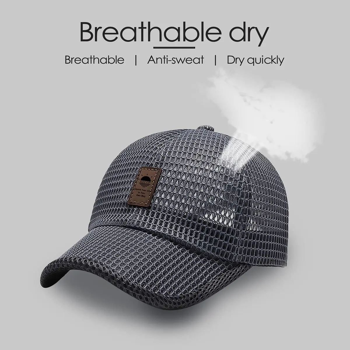 KECOP Full Mesh Cap Dark Grey | Breathable Cooling Hat for Men & Women, Lightweight Polyester, Adjustable Fit - view 5