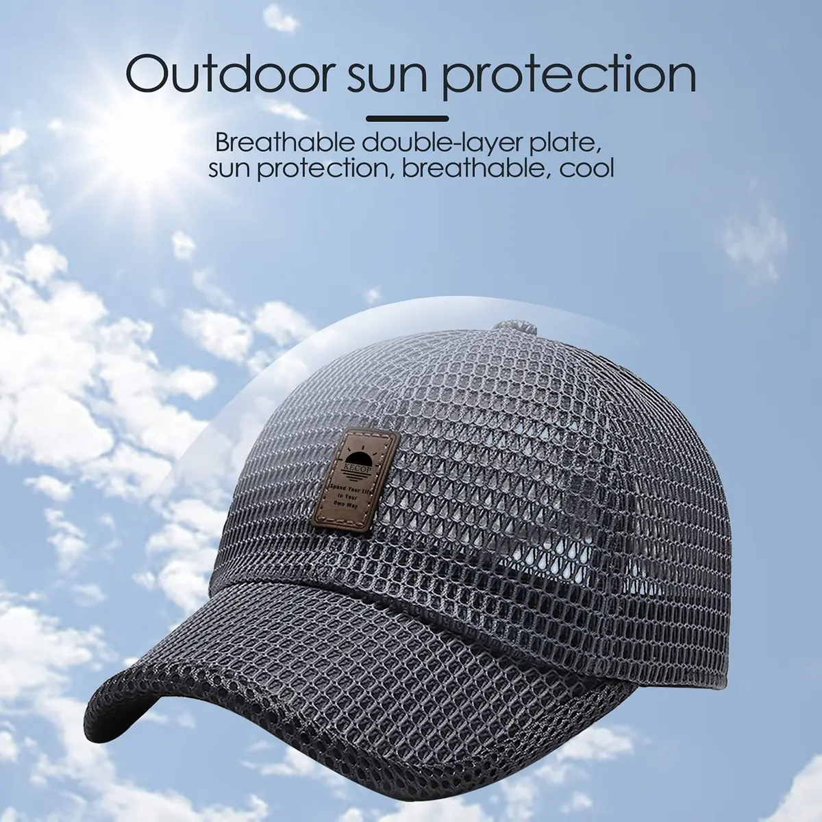 KECOP Full Mesh Cap Dark Grey | Breathable Cooling Hat for Men & Women, Lightweight Polyester, Adjustable Fit - view 6