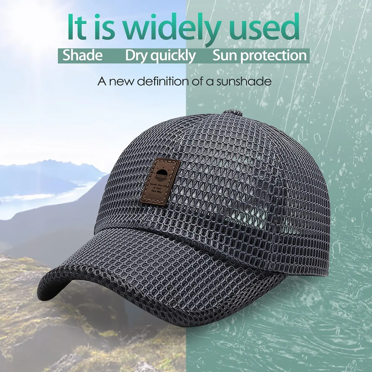KECOP Full Mesh Cap Dark Grey | Breathable Cooling Hat for Men & Women, Lightweight Polyester, Adjustable Fit - view 2